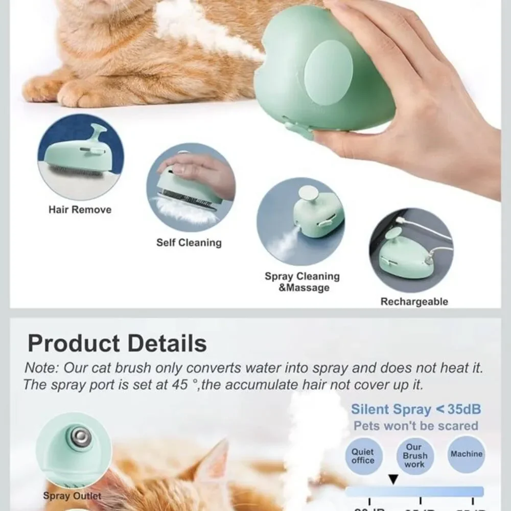 Steam Brush for Shedding,Self Cleaning Pet Brush with Steam,Rechargeable NWT